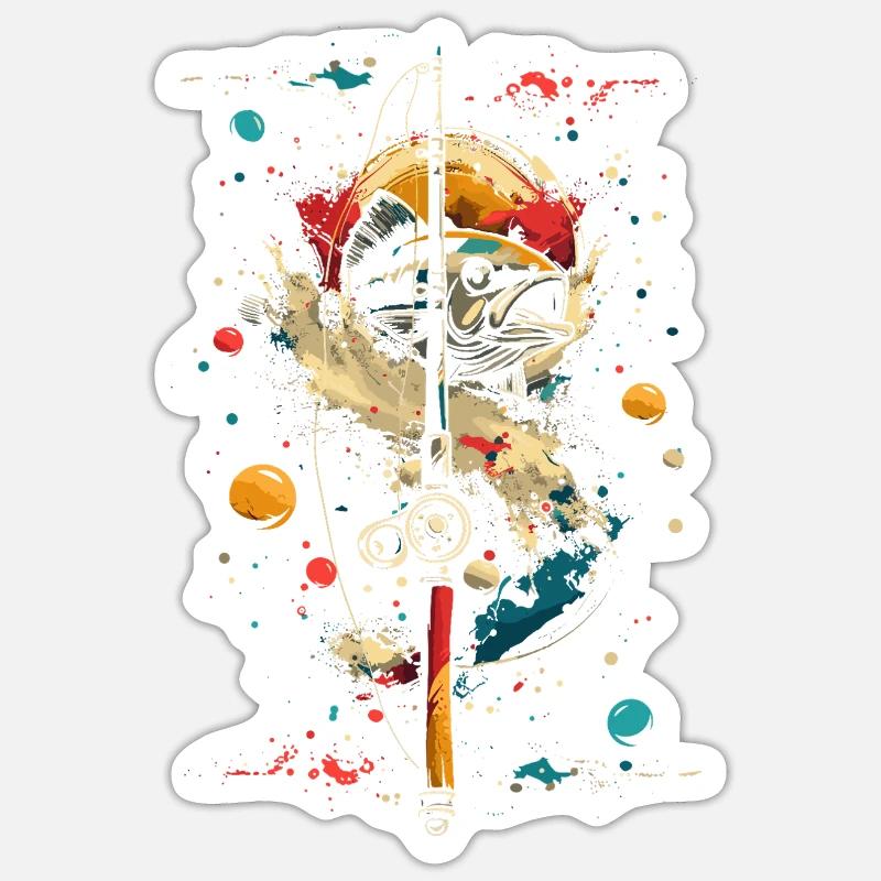 Pêche - Sticker taille S (10 x 10 cm) - blanc mat