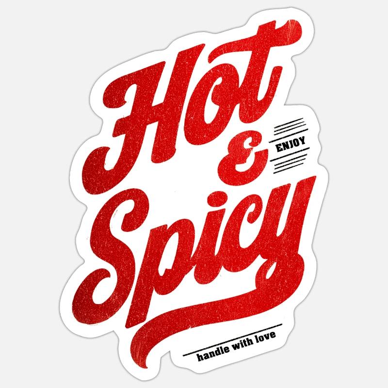 Chaud et épicé - Sticker taille S (10 x 10 cm) - blanc mat