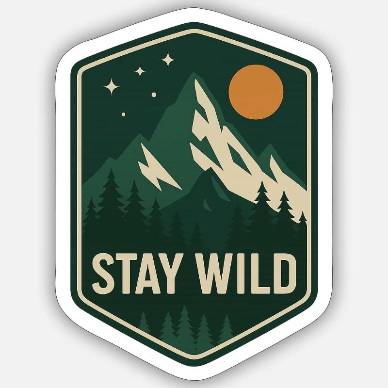 Stay Wild Mountain Forest Patch - Sticker size S (10 x 10 cm) - white matte