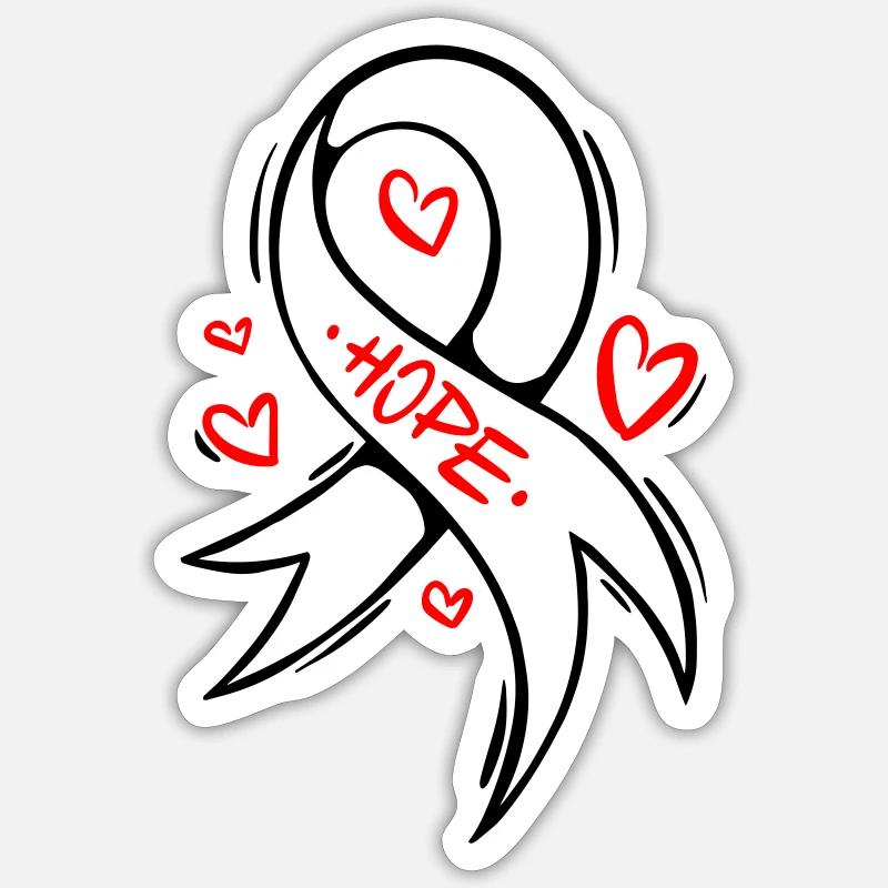 Hope Heart Cancer Loop - Sticker size S (10 x 10 cm) - white matte