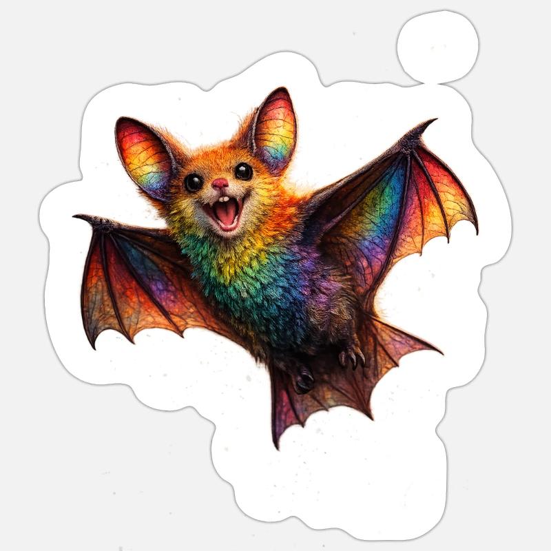 Rainbow Bat Night Creature Sticker size S (10 x 10 cm)