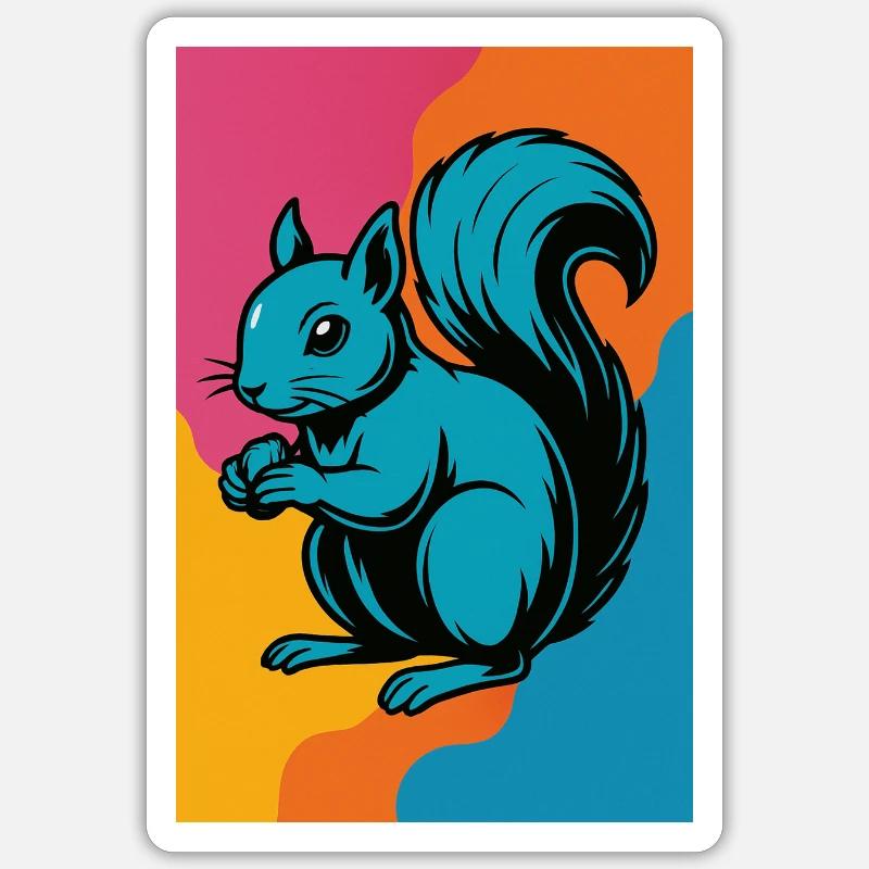Buntes Eichhörnchen Pop Art Sticker Größe S (10 x 10 cm)