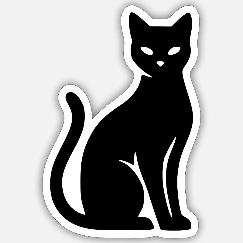 chat - Sticker taille S (10 x 10 cm) - blanc mat