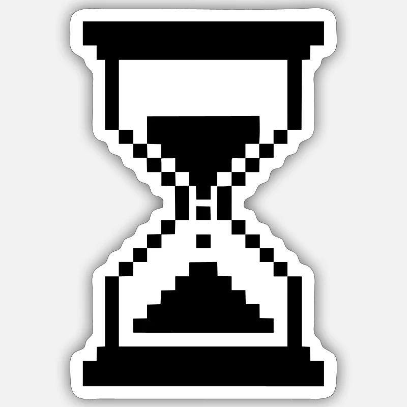 Pixel Hourglass Loading Icon - Sticker size S (10 x 10 cm) - white matte