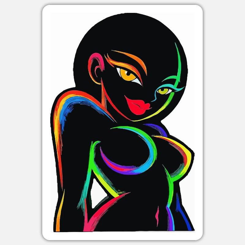Neon Rainbow Silhouette - Sticker size S (10 x 10 cm) - white matte