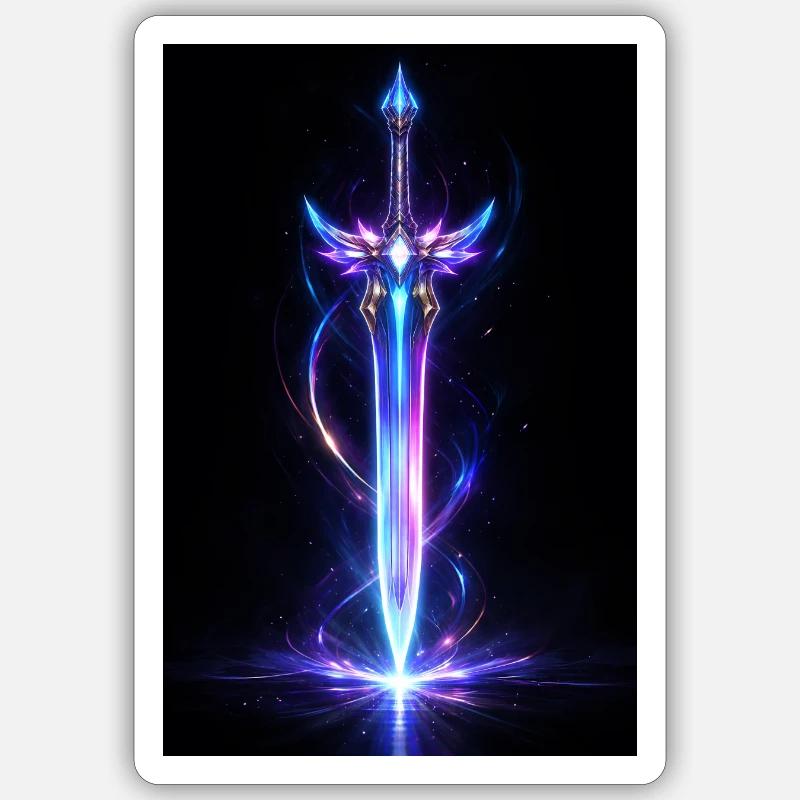 Épée astrale néon - Sticker taille S (10 x 10 cm) - blanc mat