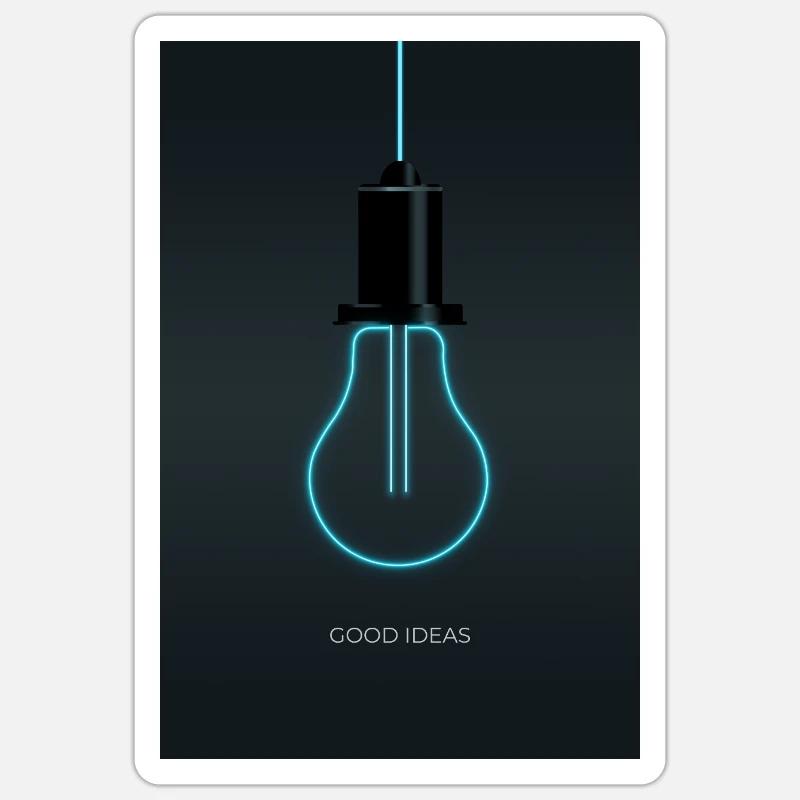 Good Ideas – Neon Light Bulb Electric Blue - Sticker size S (10 x 10 cm) - white matte