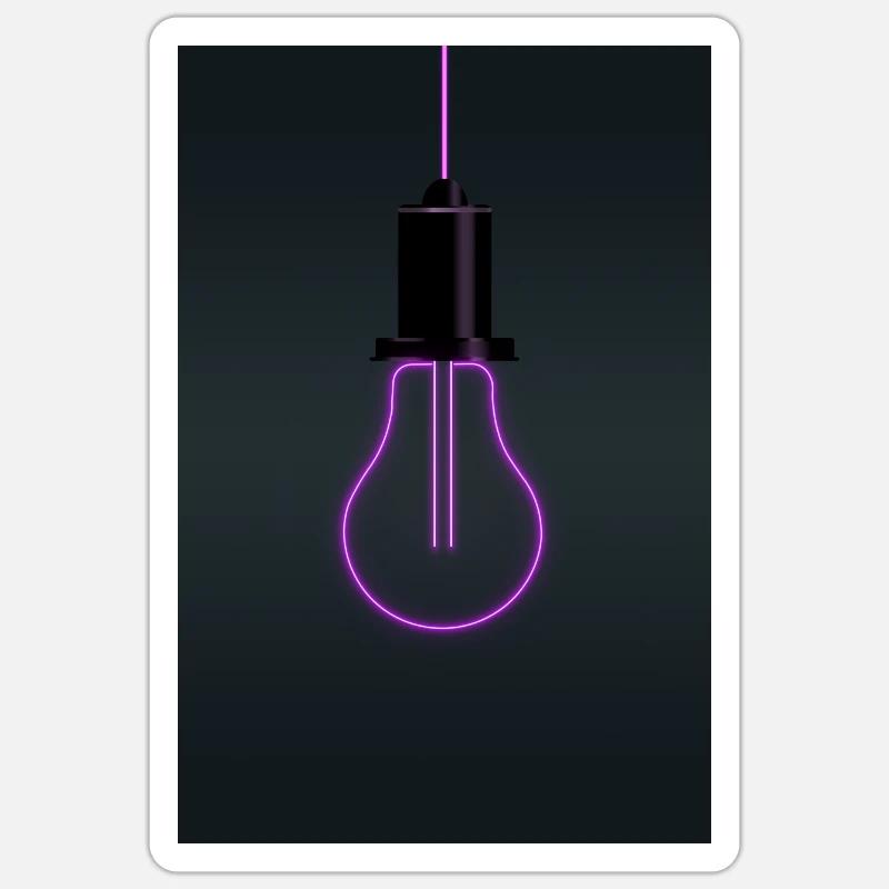 Neon Light Bulb Magenta Minimal Design - Sticker size S (10 x 10 cm) - white matte