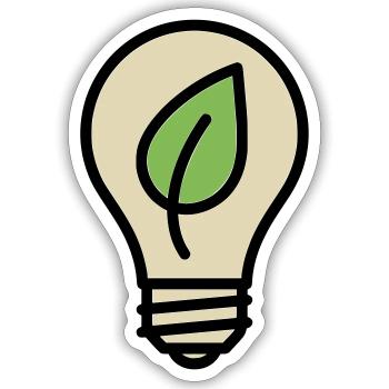 Light Bulb Leaf Eco Idea - Sticker size S (10 x 10 cm) - white matte - Front