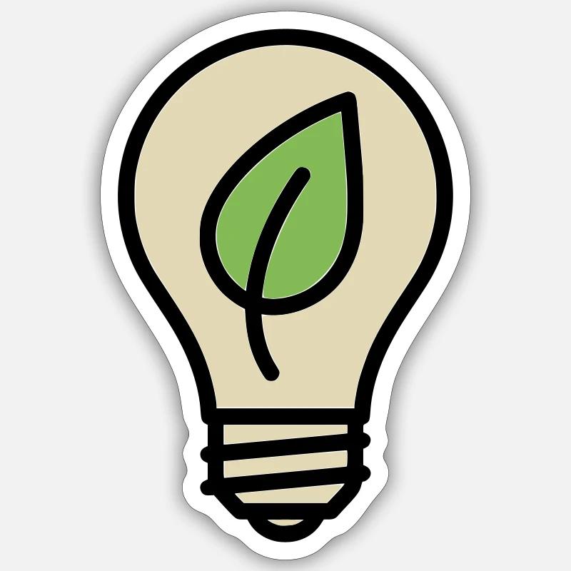 Glühbirne Blatt Öko Idee Sticker Größe S (10 x 10 cm)