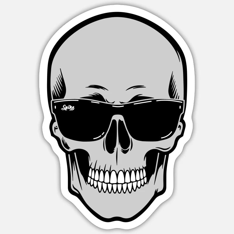 Skull with Sunglasses Graphic - Sticker size S (10 x 10 cm) - white matte