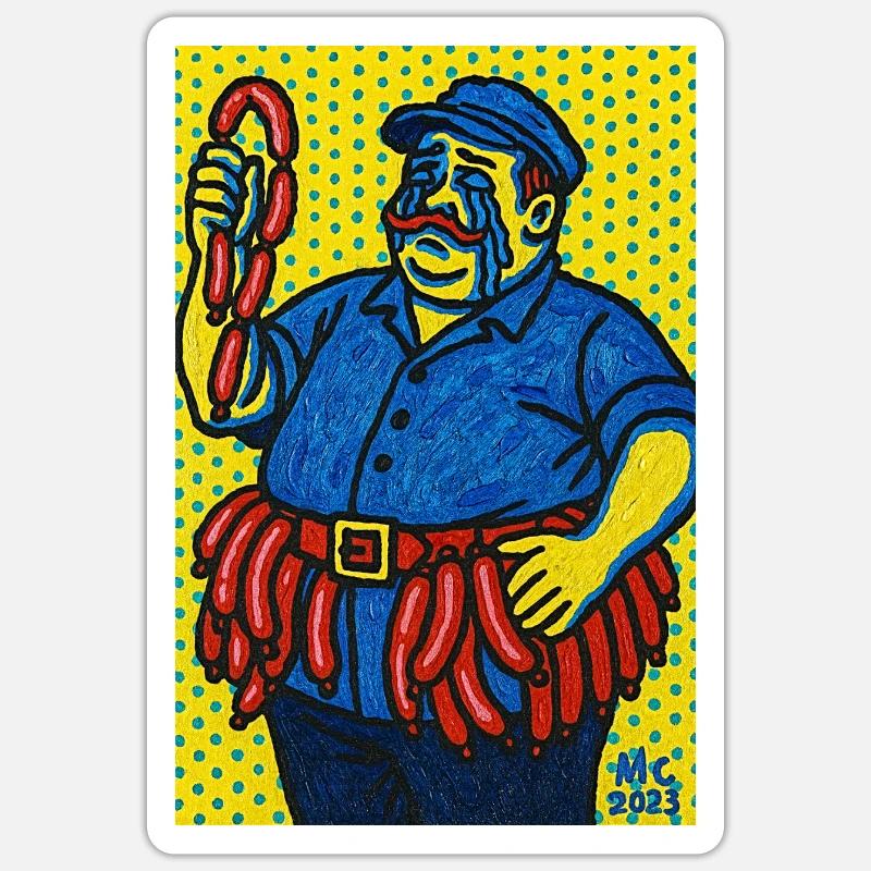 Wurstmann in Pop Art Style - Sticker size S (10 x 10 cm) - white matte