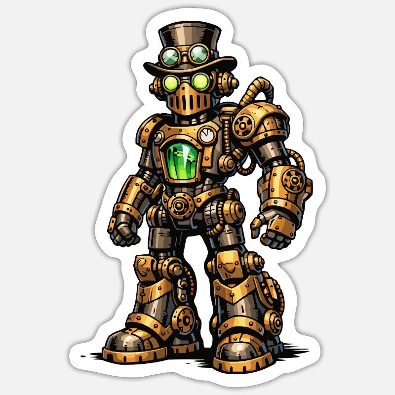Steampunk Robot - Sticker size S (10 x 10 cm) - white matte