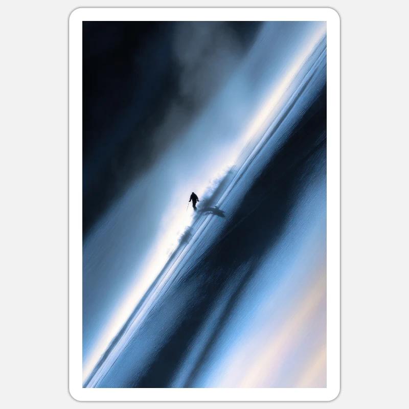 Blauer Diagonal-Schneereiter - Sticker Größe S (10 x 10 cm) - Mattweiß