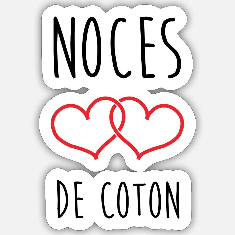 Noces de Coton 1 an de mariage Sticker taille S (10 x 10 cm)