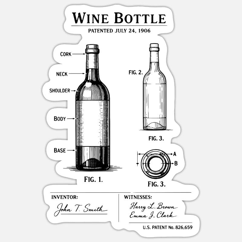Impression du design de bouteille de vin de 1906. Décoration de vignoble. Sticker taille S (10 x 10 cm)