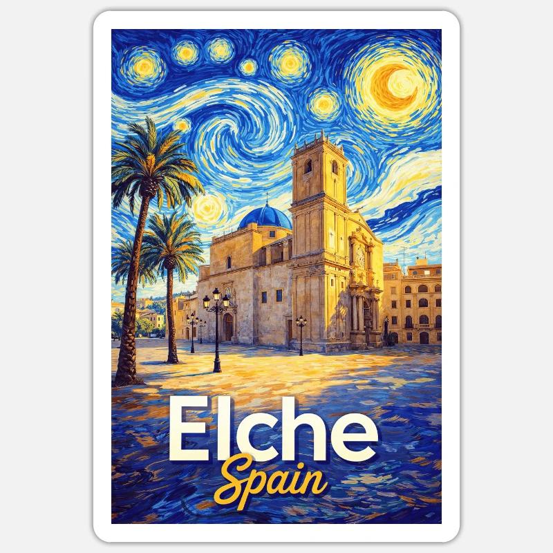 Elche, Spagna - Sticker formato S (10 x 10 cm) - bianco opaco