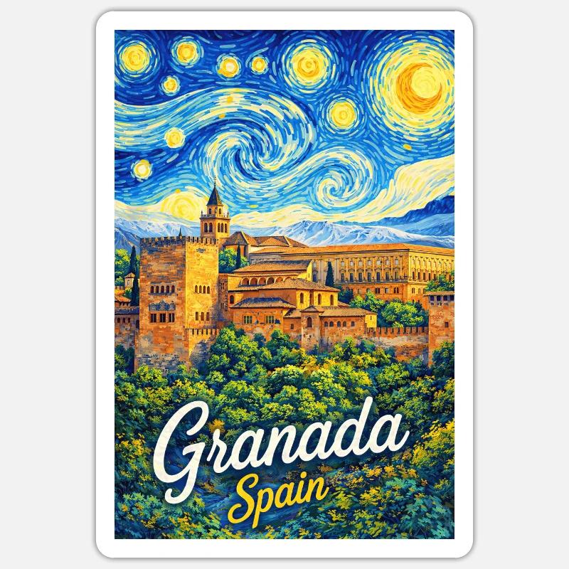 Granada Spain - Sticker Größe S (10 x 10 cm) - Mattweiß
