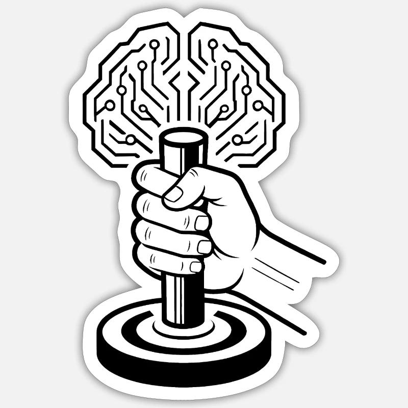 Digital Brain Cyborg Artificial Intelligence Sticker size S (10 x 10 cm)