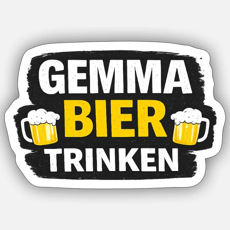 Gemma Beer Drinking - Sticker taille S (10 x 10 cm) - blanc mat