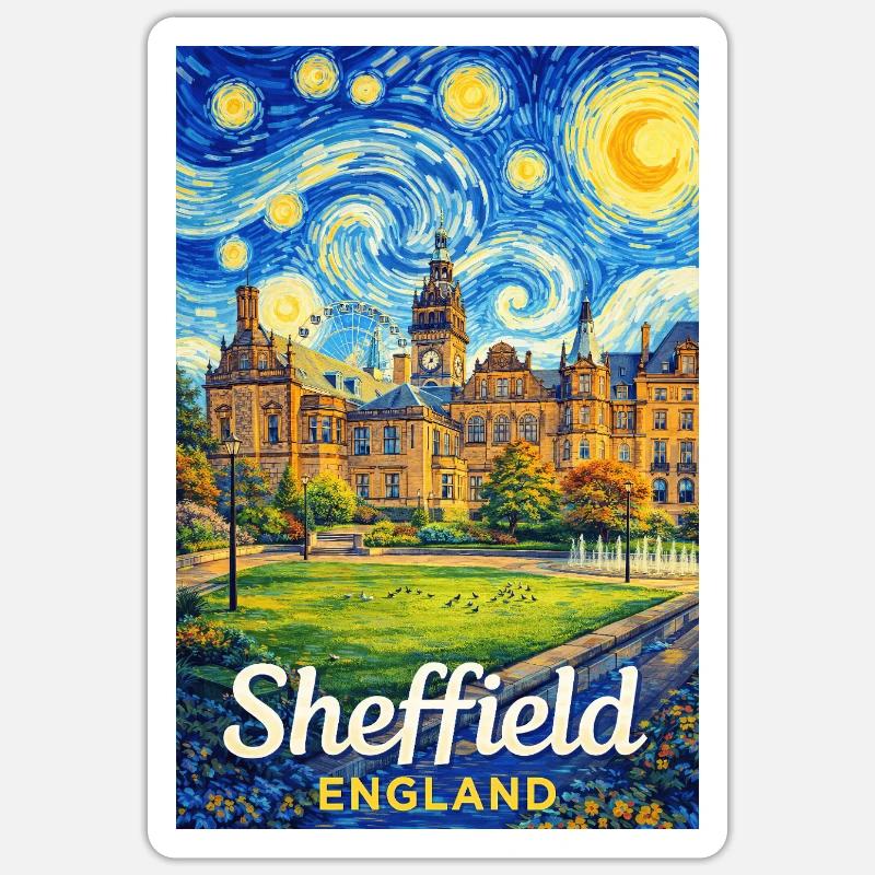 Sheffield, Angleterre - Sticker taille S (10 x 10 cm) - blanc mat