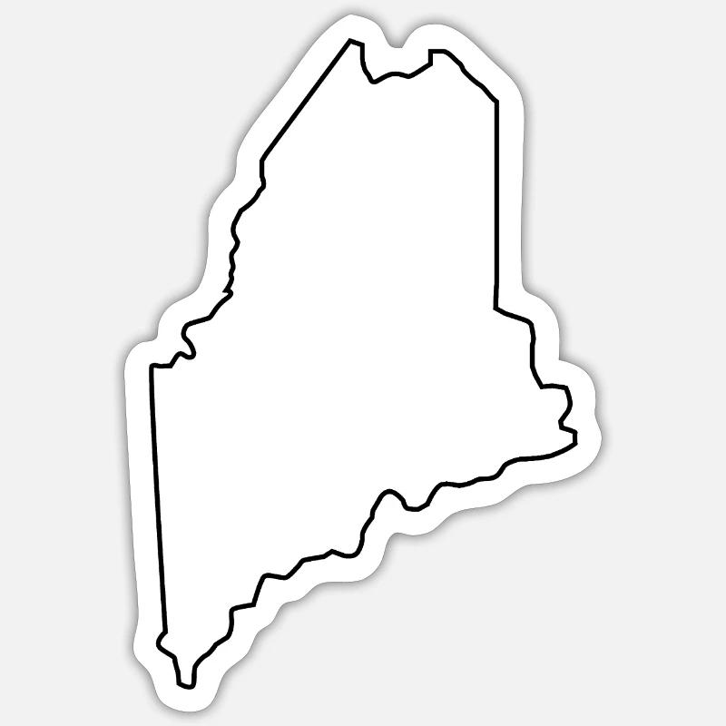 Plan de la carte du Maine - Sticker taille S (10 x 10 cm) - blanc mat