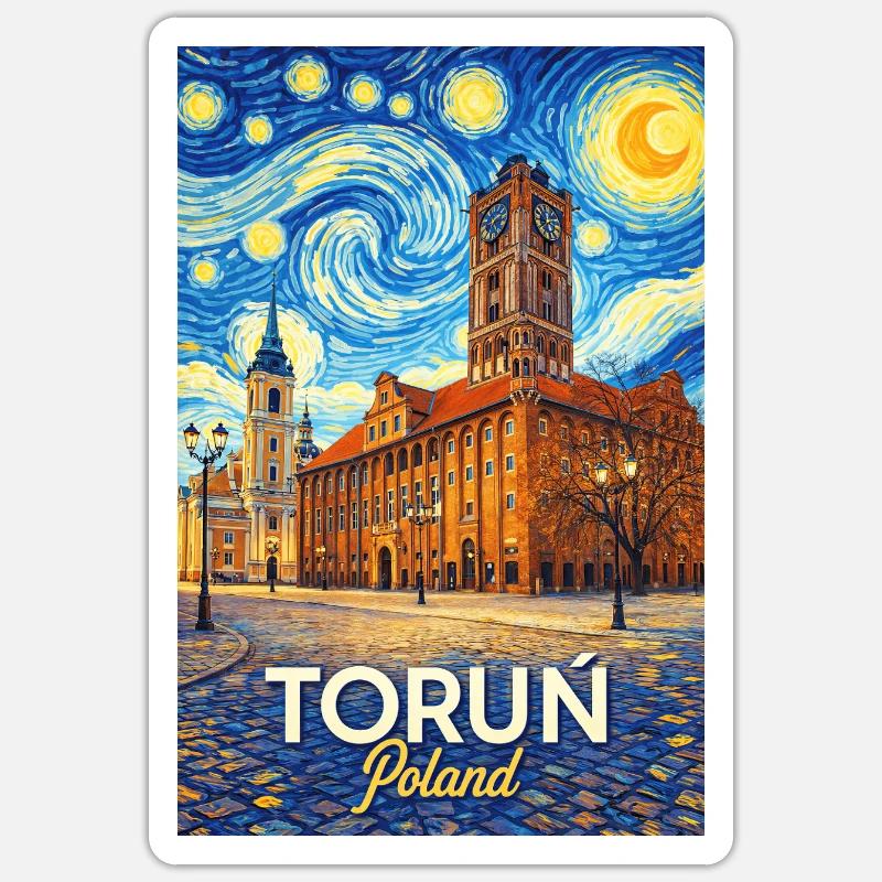 Toruń, Pologne - Sticker taille S (10 x 10 cm) - blanc mat