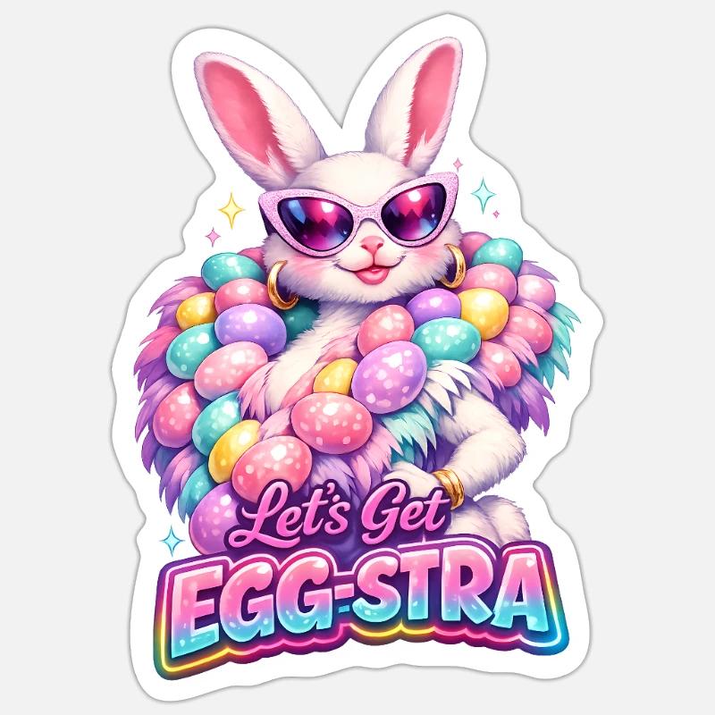 Pâques Prenons Egg-Stra - Sticker taille S (10 x 10 cm) - blanc mat