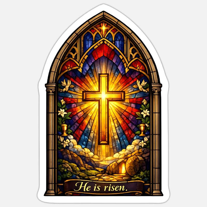 Resurrection He is Risen Easter Jesus - Sticker size S (10 x 10 cm) - white matte
