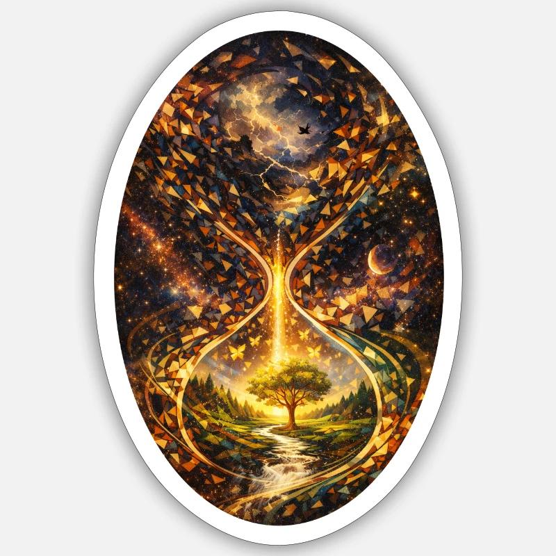 Time Tree Cosmos Light Path Sticker size S (10 x 10 cm)