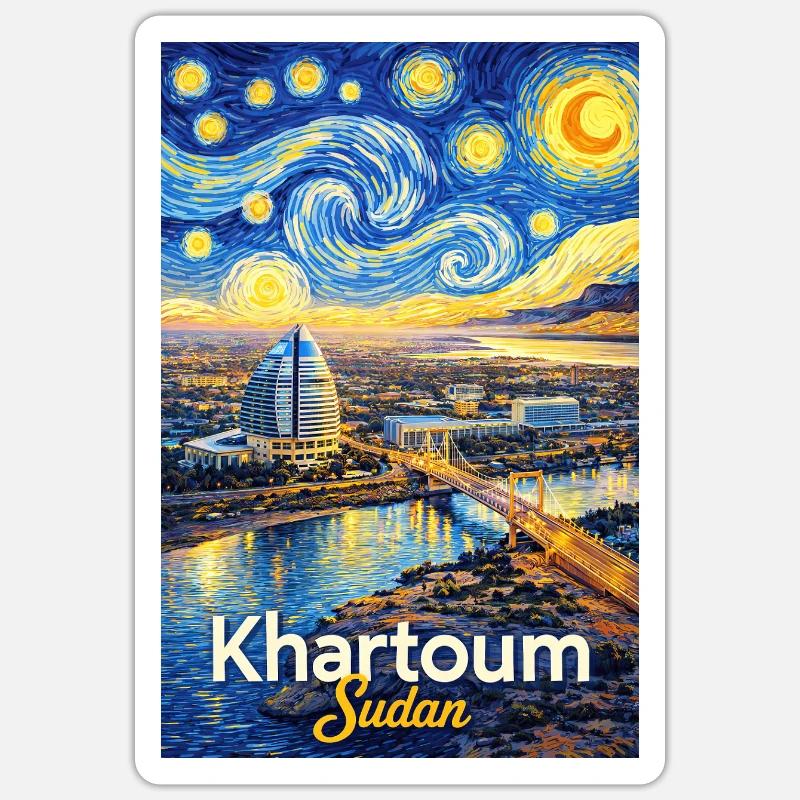 Khartoum Skyline Traumstil - Sticker Größe S (10 x 10 cm) - Mattweiß