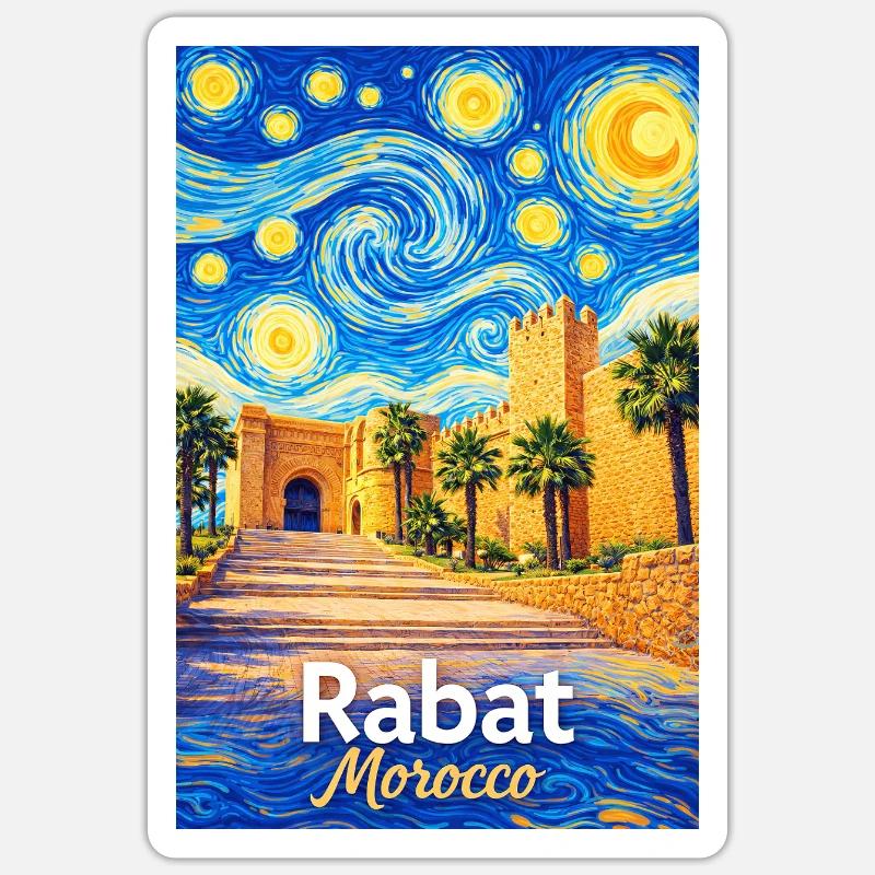Rabat Morocco Starry Night - Sticker Größe S (10 x 10 cm) - Mattweiß