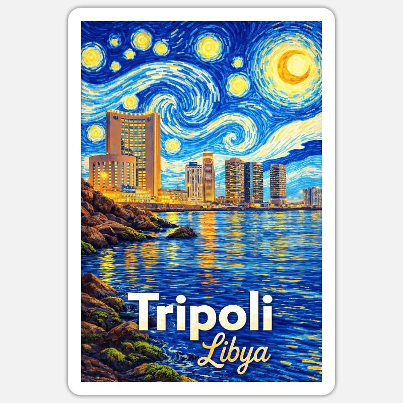 Tripoli Libya Starry Night Sticker size S (10 x 10 cm)