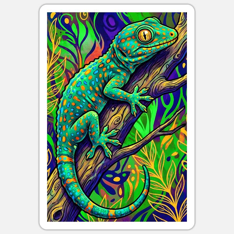 Gecko - Sticker taille S (10 x 10 cm) - blanc mat