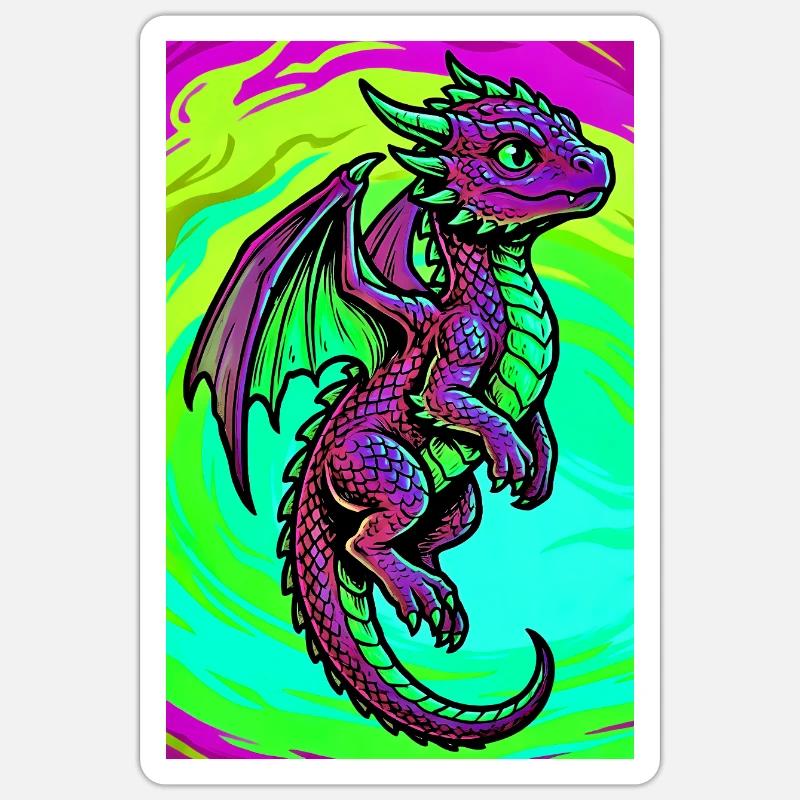 dragon - Sticker taille S (10 x 10 cm) - blanc mat