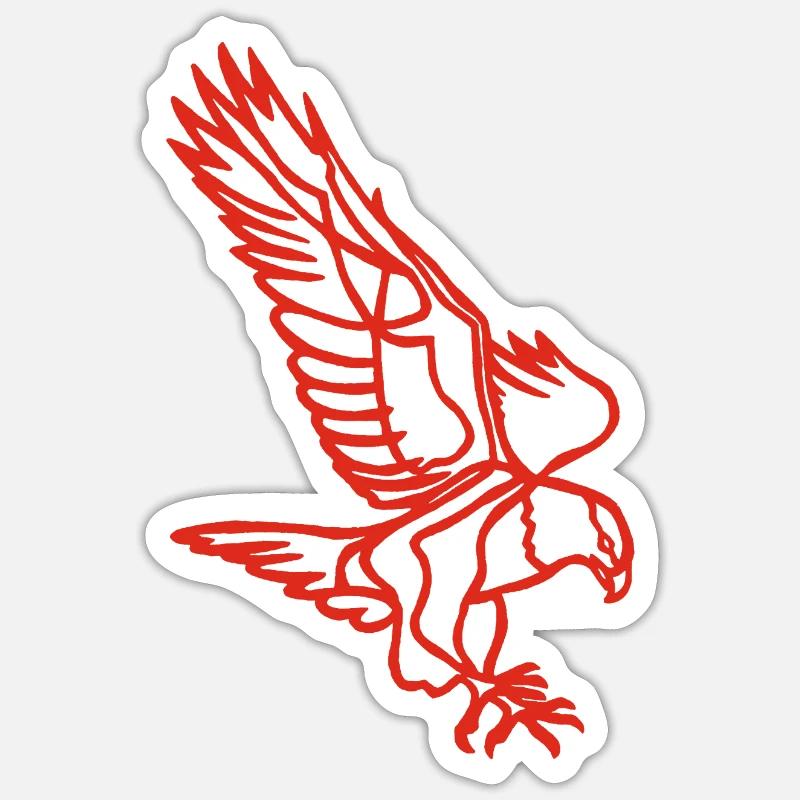 Red eagle in flight - Sticker size S (10 x 10 cm) - white matte