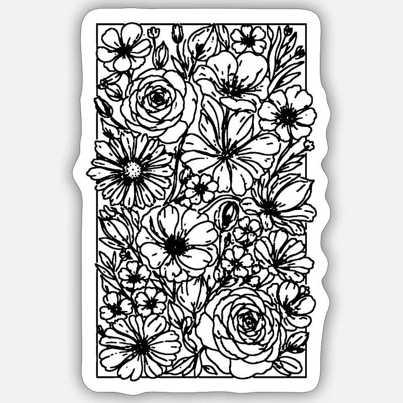 Fleur - Sticker taille S (10 x 10 cm) - blanc mat