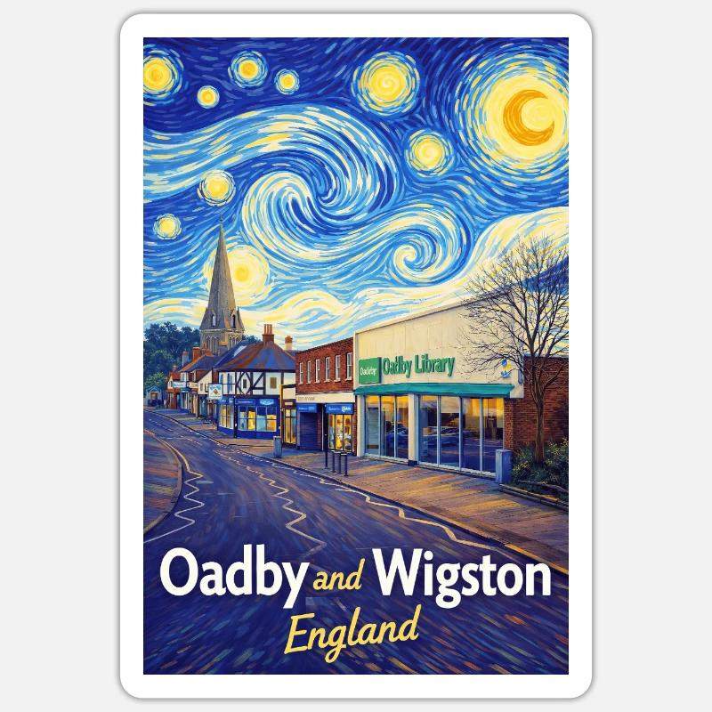 Oadby Wigston, Angleterre, Star Roads Sticker taille S (10 x 10 cm)
