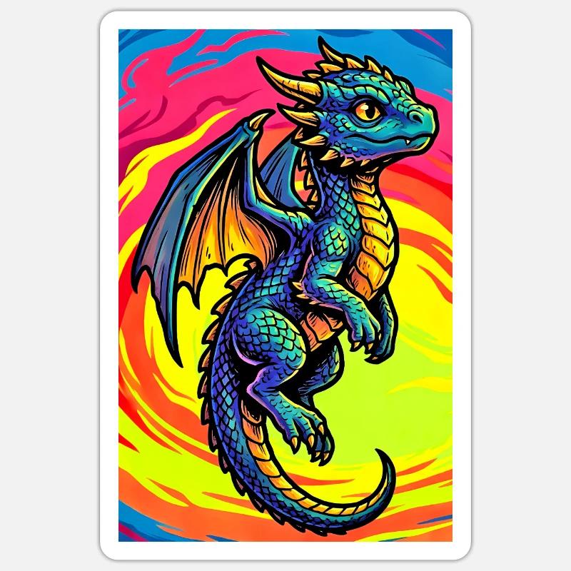 Drache - Sticker Größe S (10 x 10 cm) - Mattweiß