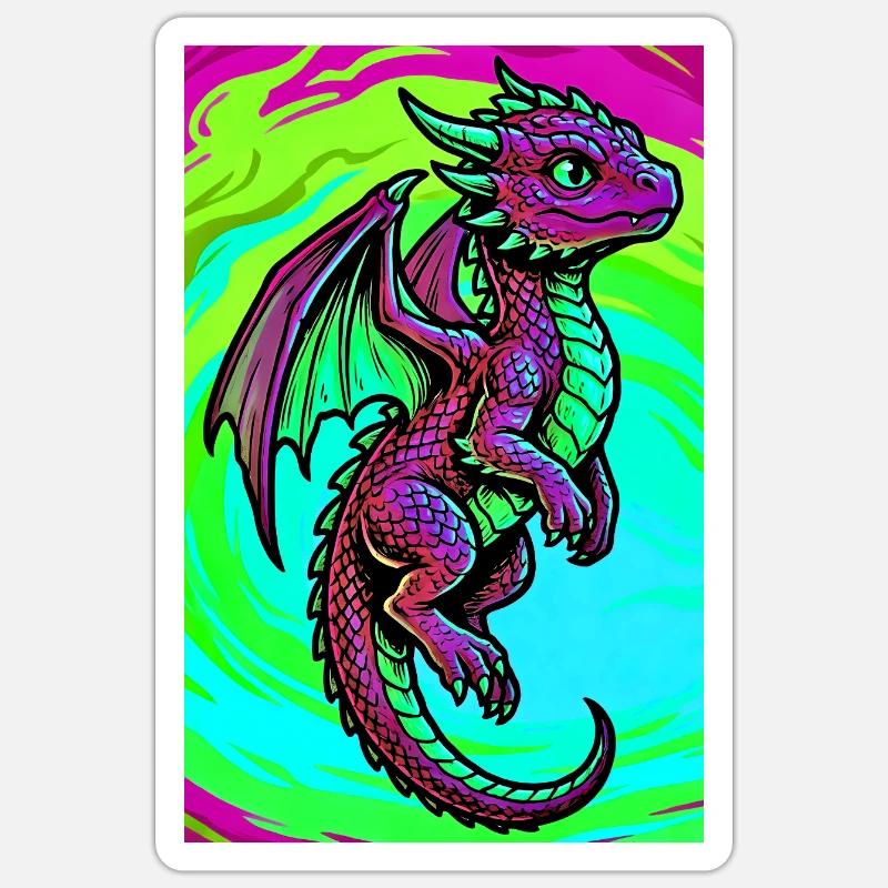 Drache - Sticker Größe S (10 x 10 cm) - Mattweiß