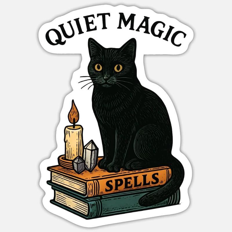 Silent Magic Cat - Sticker size S (10 x 10 cm) - white matte