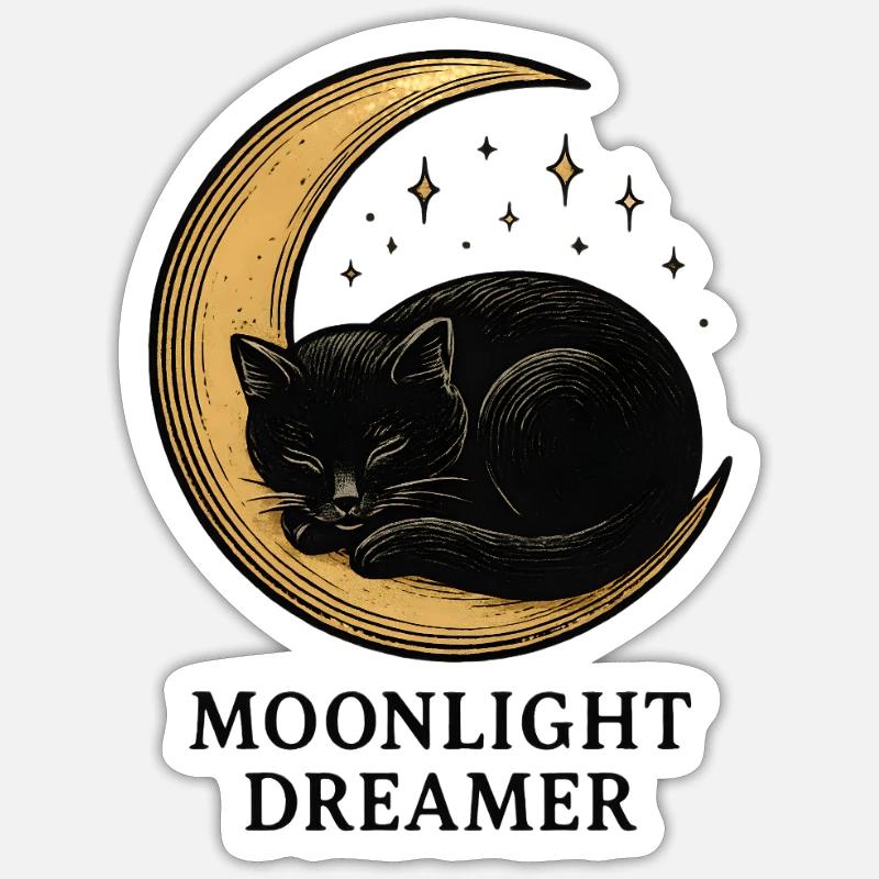 Rêveuse au clair de lune - Sticker taille S (10 x 10 cm) - blanc mat