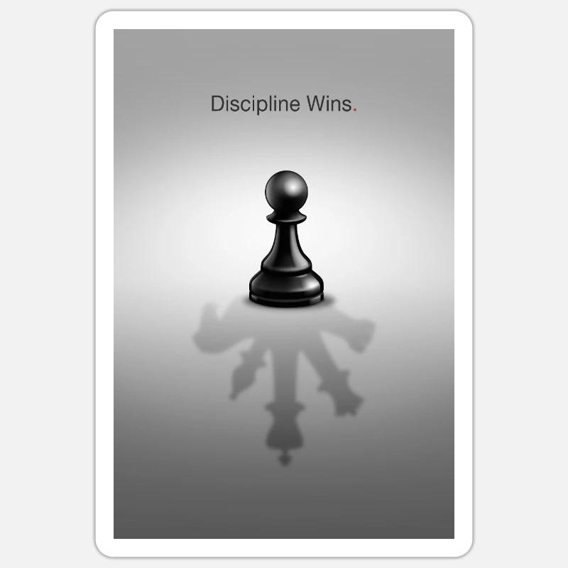 Discipline Wins  Mindset Design - Sticker Größe S (10 x 10 cm) - Mattweiß