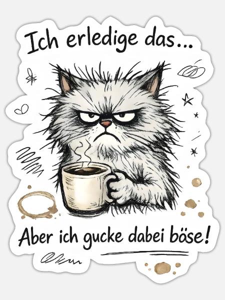 Ich mach das aber ich gucke dabei böse - Sticker Größe S (10 x 10 cm) - Mattweiß