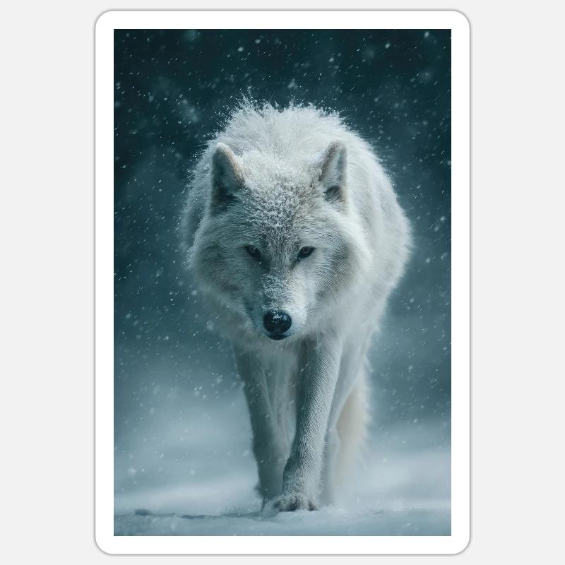 Arctic Wolf in Snowfall - Sticker size S (10 x 10 cm) - white matte