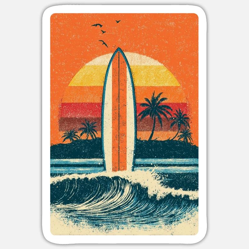 Planche de surf Surfer - Sticker taille S (10 x 10 cm) - blanc mat