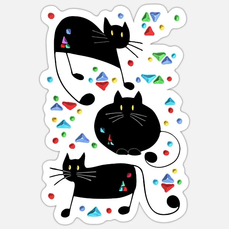 Chats - Sticker taille S (10 x 10 cm) - blanc mat