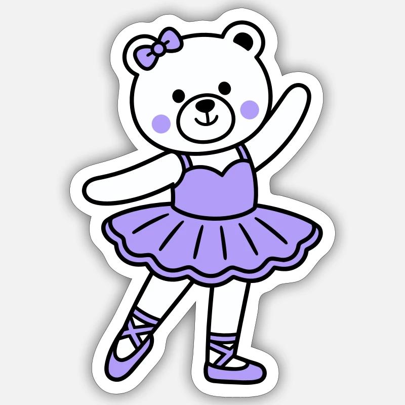 Bear ballet - Sticker size S (10 x 10 cm) - white matte