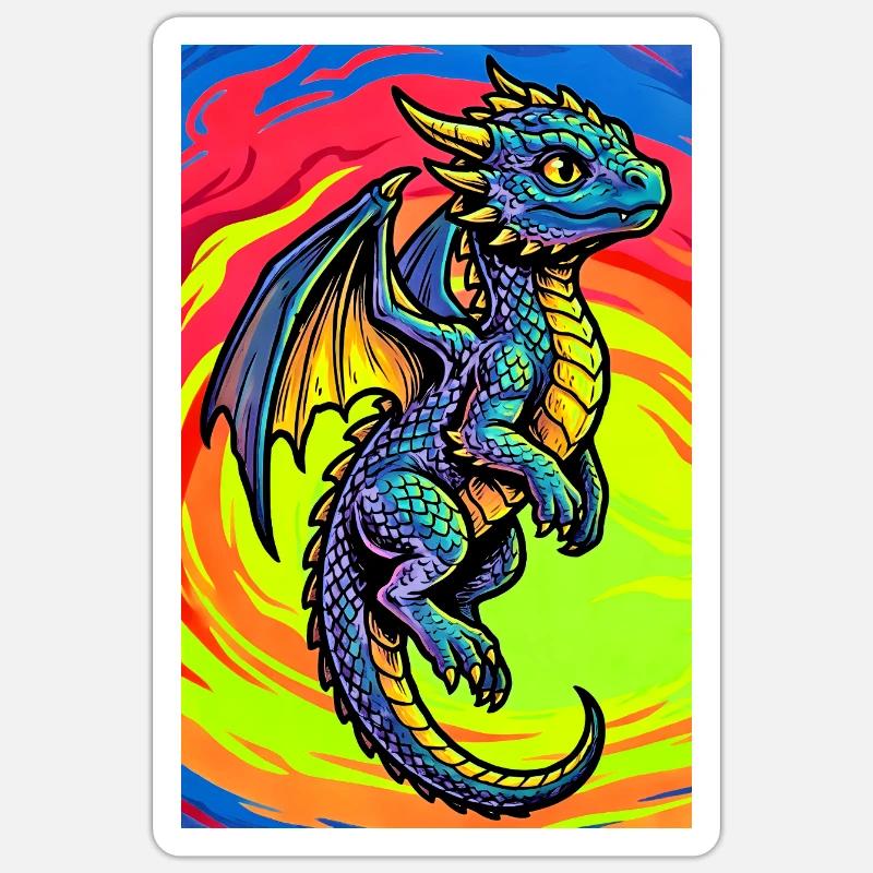 Drache - Sticker Größe S (10 x 10 cm) - Mattweiß