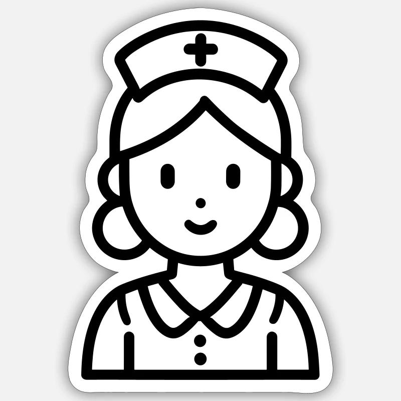 infirmière - Sticker taille S (10 x 10 cm) - blanc mat